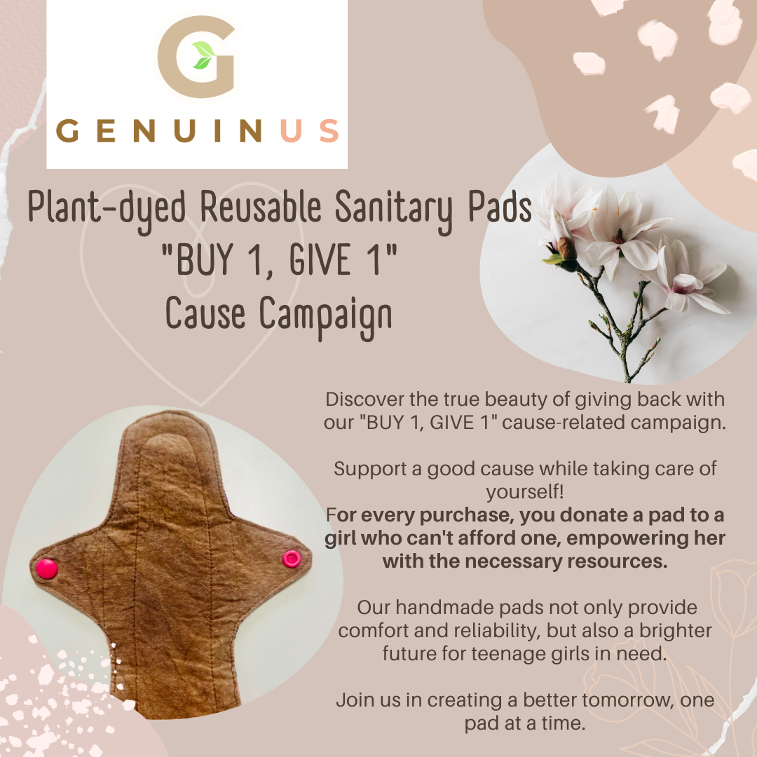 Plant-dyed Reusable Sanitary Pad w/ "BUY 1, GIVE 1" Cause-related Campaign