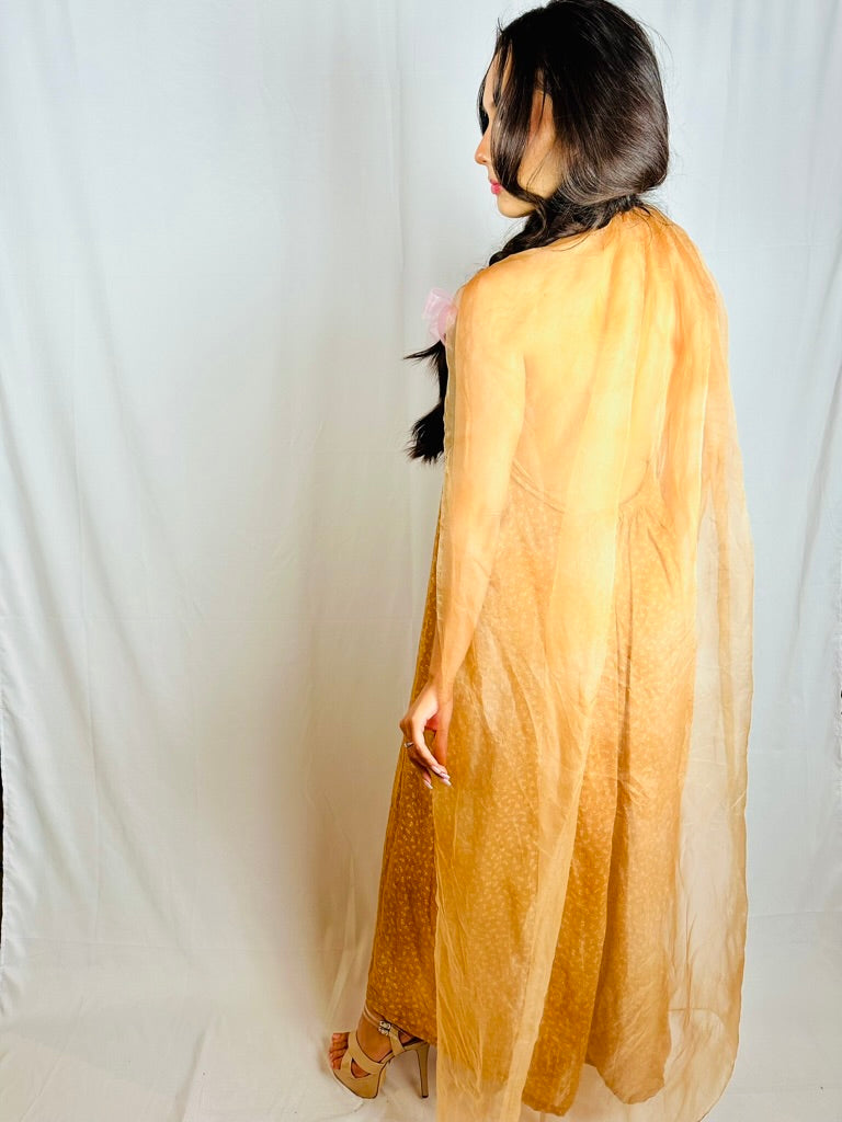 [Limited Edition] Persimmon Halter-neck Maxi Dress and Silk Organza Cape Set