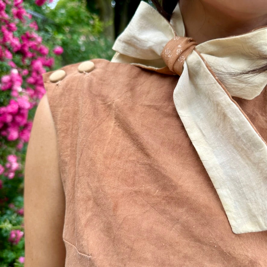 [Limited Edition] Plant-dyed Skinny Reversible Scarf (Yellow+Brown)